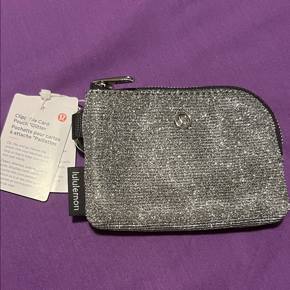 Lululemon Silver Glitter Card Pouch